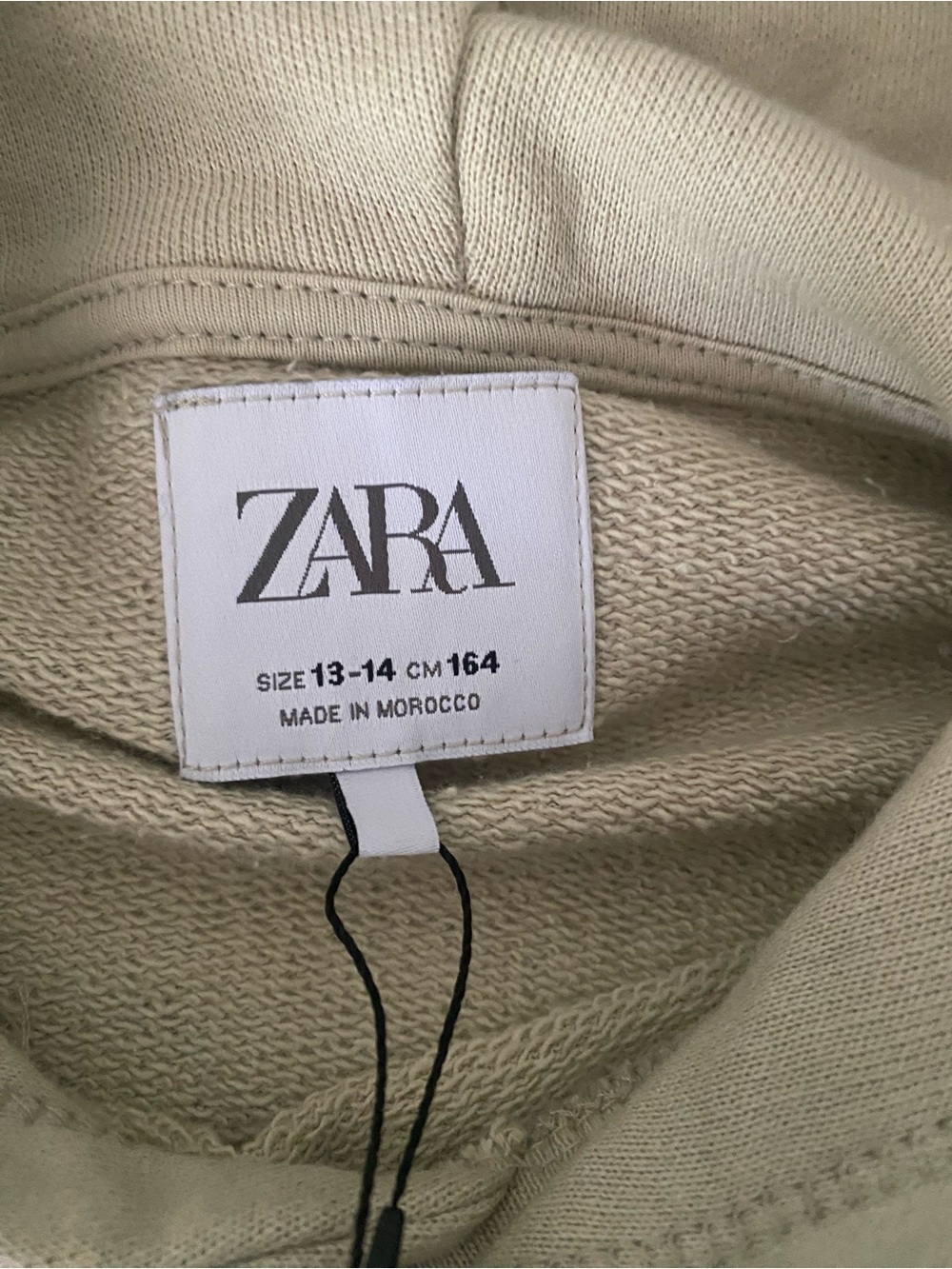 Zara youth Light Beige pullover Hoodie with Black Logo - Picture 3 of 4